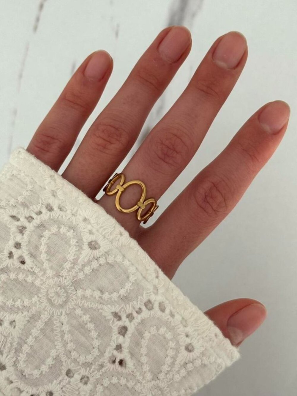 Sku0598 vintage vibe gold Women Minimalist Ring stainless steel + gift bag